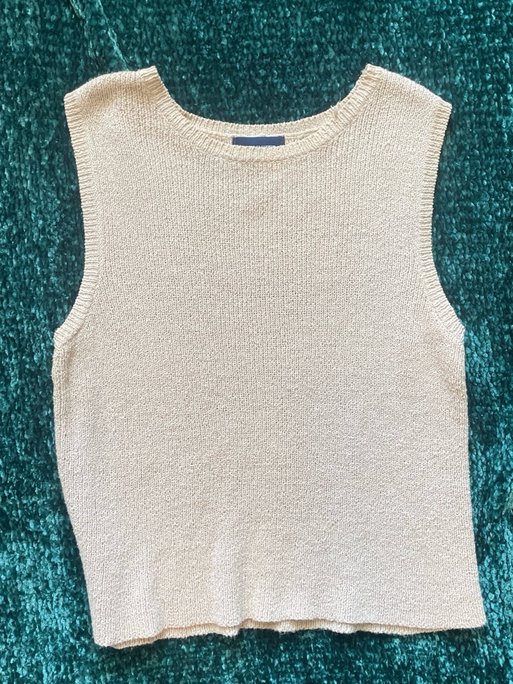 Vintage 90s cream knit vest tank top Size S  Minimalist Layering